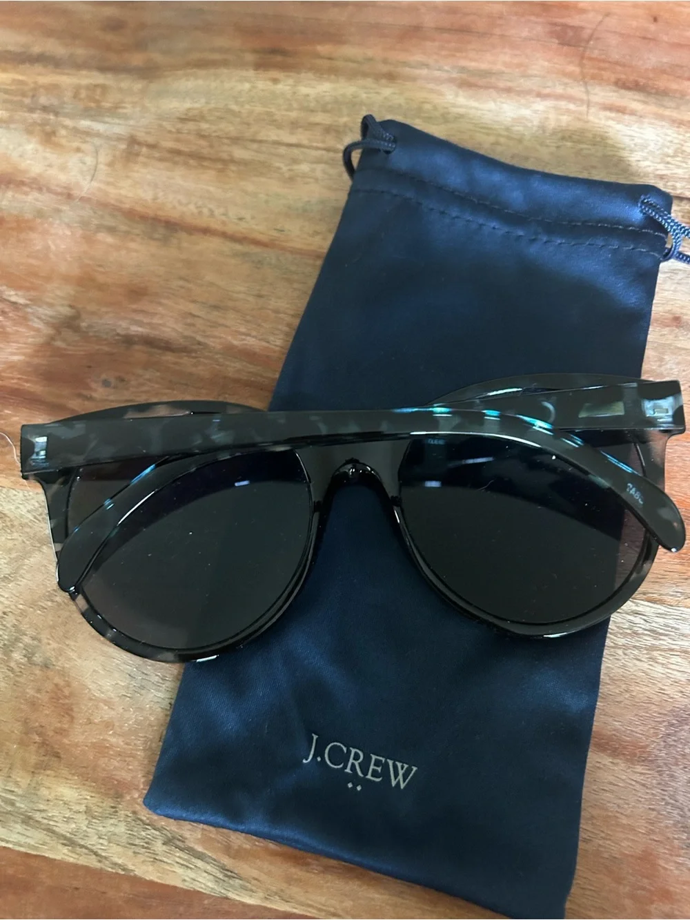J. Crew Factory Black Round Sunglasses with Pouch
